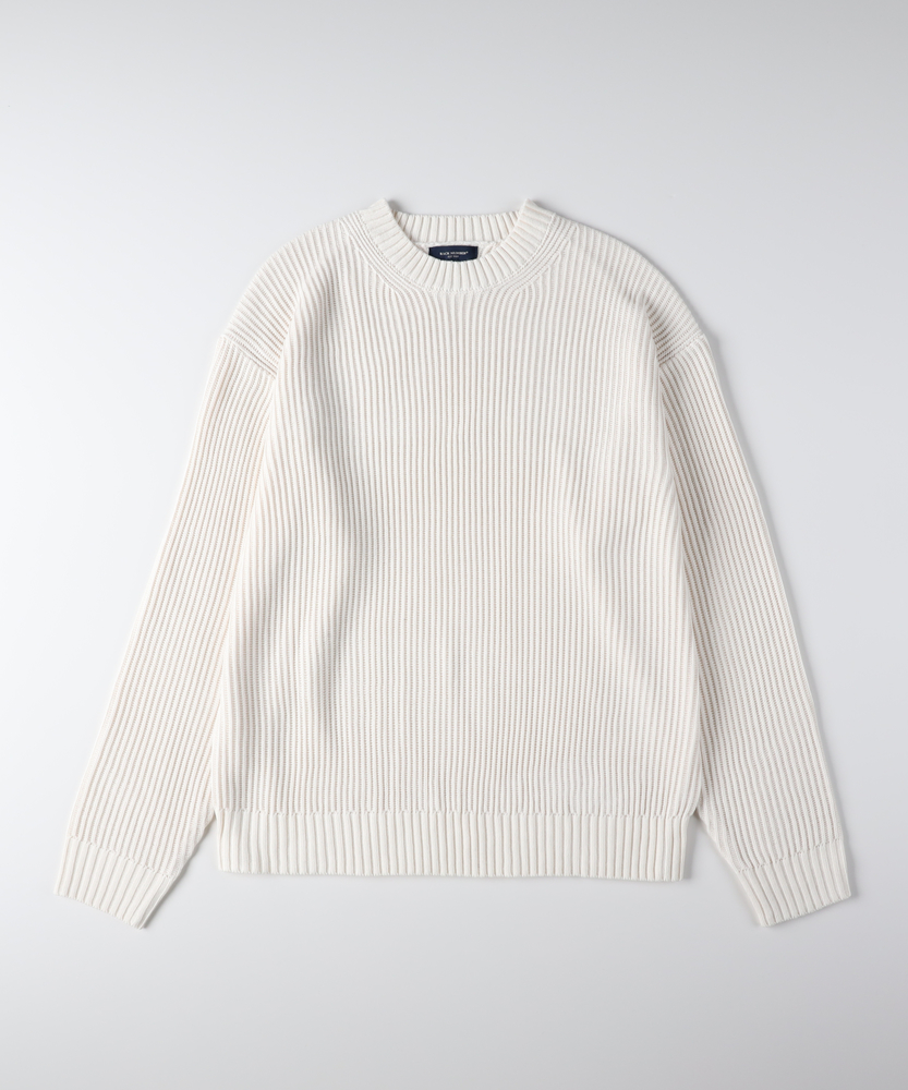 畔編みクルーネックセーター