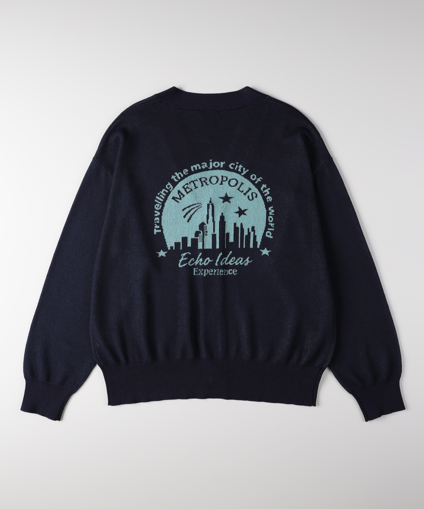 ジャガードバックロゴニットカーディガン