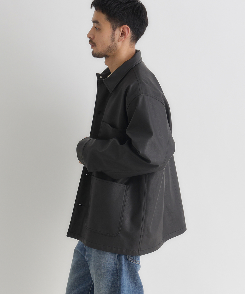 合成皮革カバーオール(S ブラック): ジャケット/アウター｜Right-on