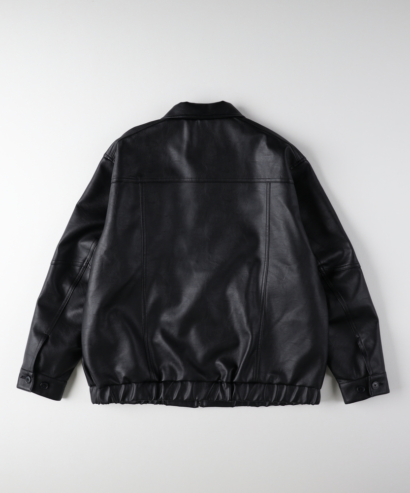 合成皮革 ジップブルゾン(M ブラック): ジャケット/アウター