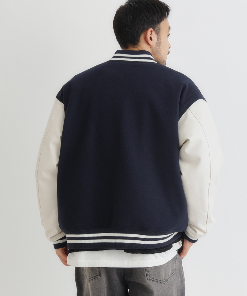 ライトメルトン袖切替スタジャン(M ネイビー): ジャケット/アウター