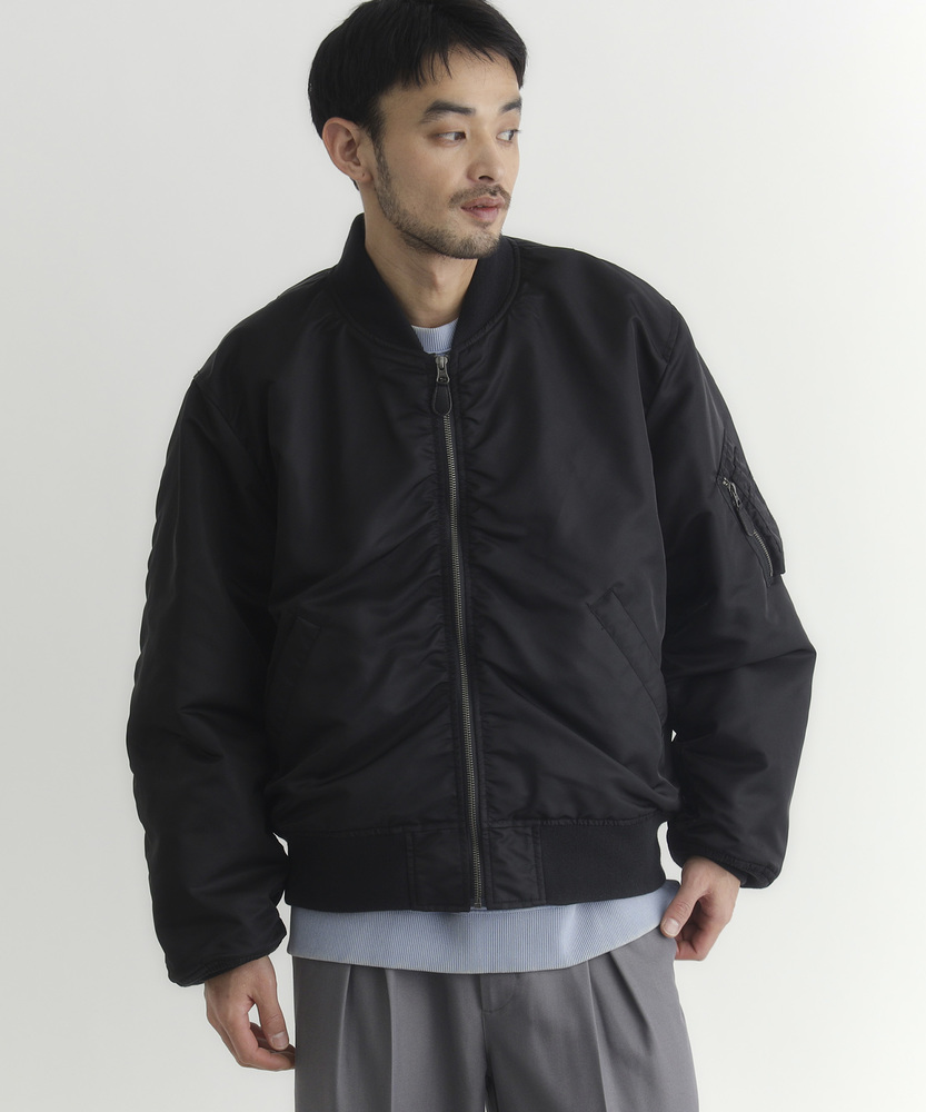ビッグシルエットMA-1ブルゾン(WEB限定価格 12/15まで)(M グレー