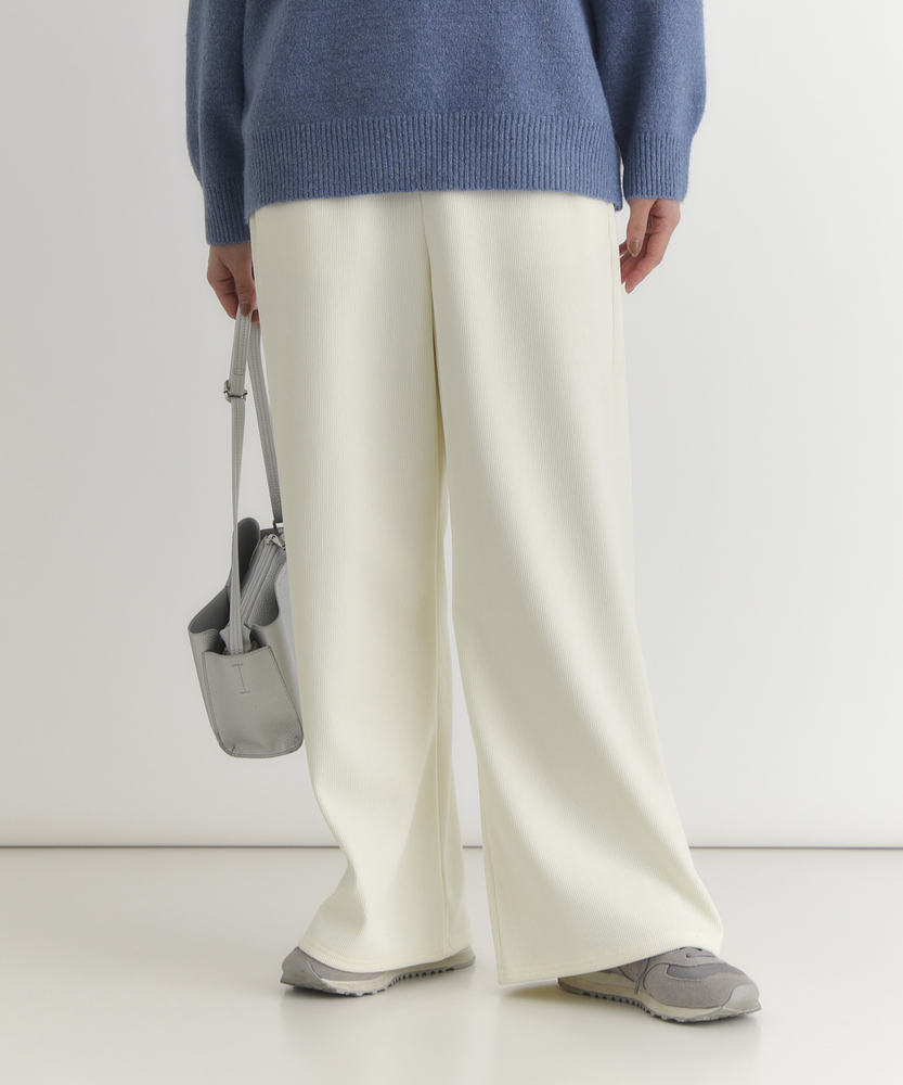 カットコーデュロイ裏起毛イージーワイドパンツ