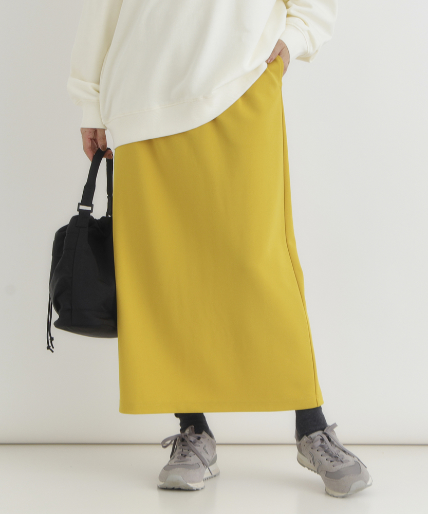 【｢楽｣して｢ちゃんと見え｣が一番使える！】カットジョーゼットタイトスカート(ウエストゴム・ストレッチ・秋カラー・体型を拾いにくい・親子でお揃い）