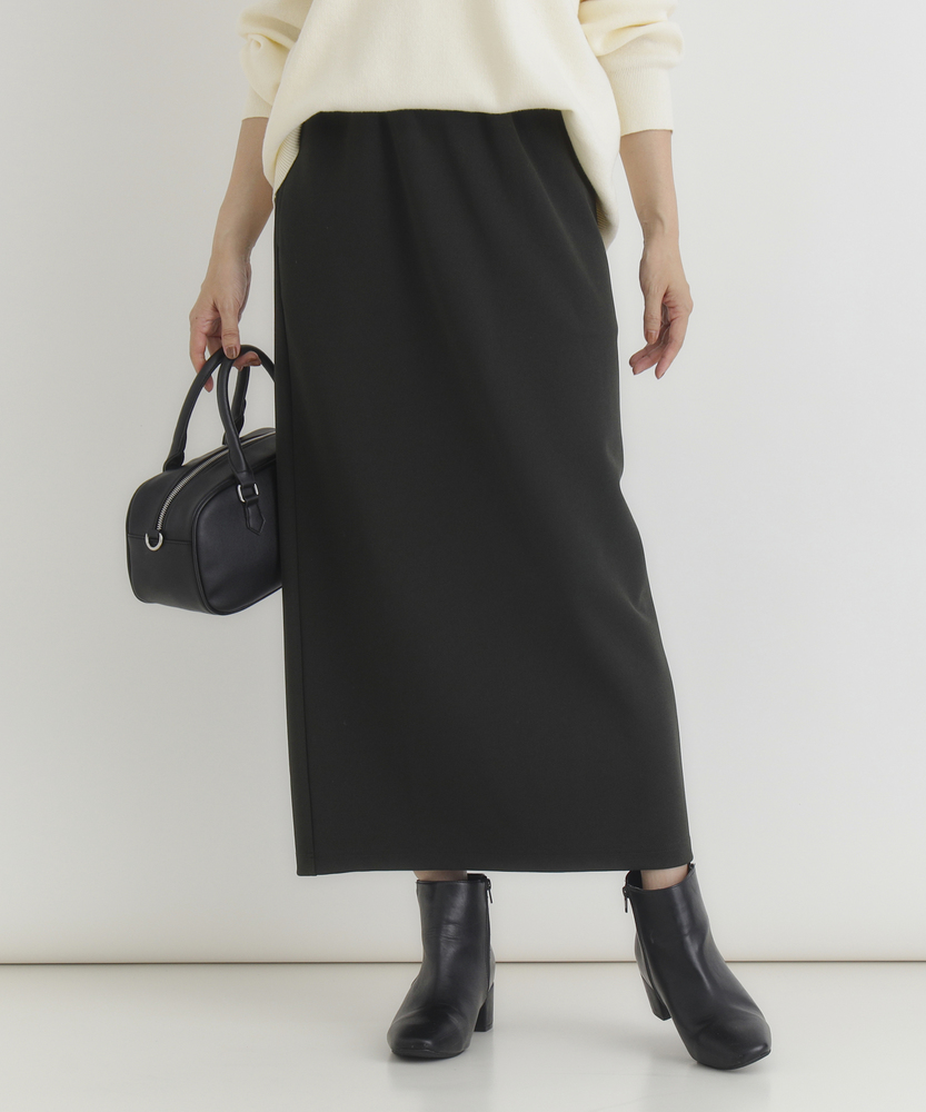 【｢楽｣して｢ちゃんと見え｣が一番使える！】カットジョーゼットタイトスカート(ウエストゴム・ストレッチ・秋カラー・体型を拾いにくい・親子でお揃い）