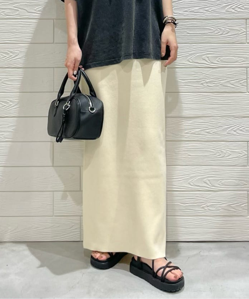 【｢楽｣して｢ちゃんと見え｣が一番使える！】ニットタイトスカート（ウエストゴム）