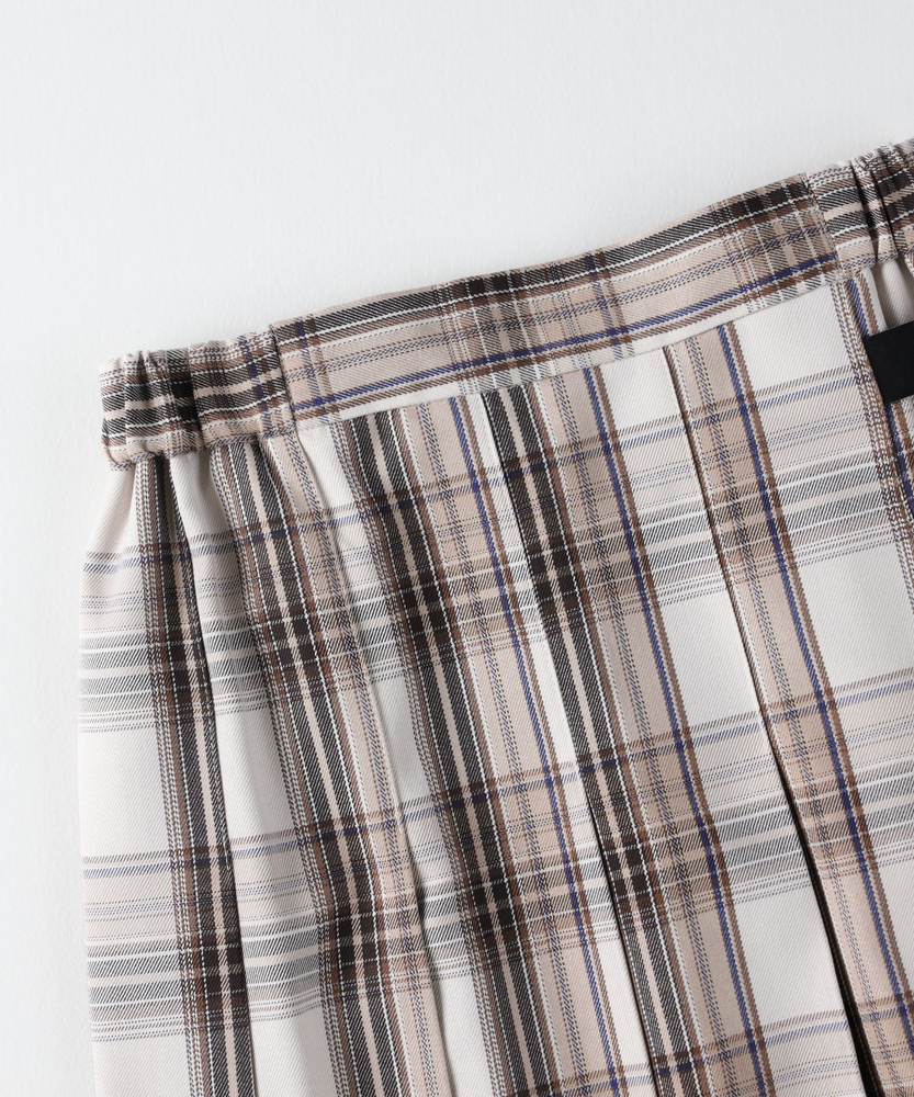 チェックプリーツスカート(S ブラウン＊ダークイエロー