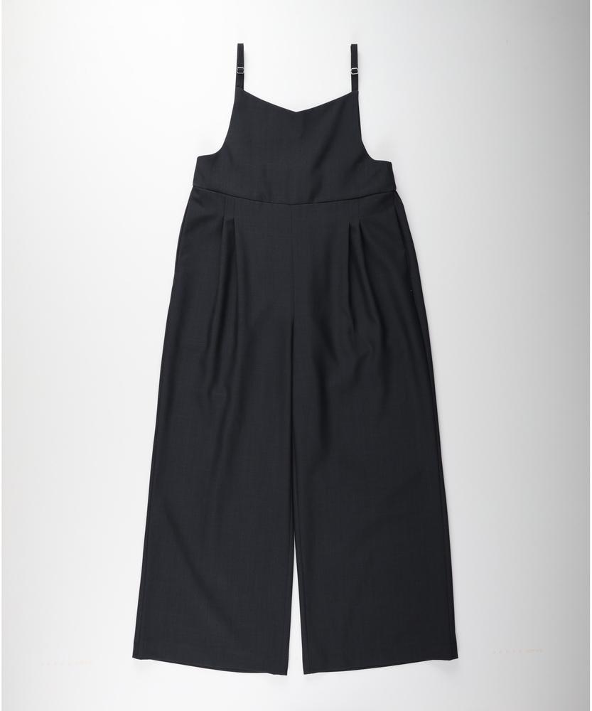 【｢楽｣して｢ちゃんと見え｣が一番使える！】1枚で決まるウール調サロペット /セットアップ対応（ウエストゴム・秋カラー・上品見え・体型を拾いにくい）