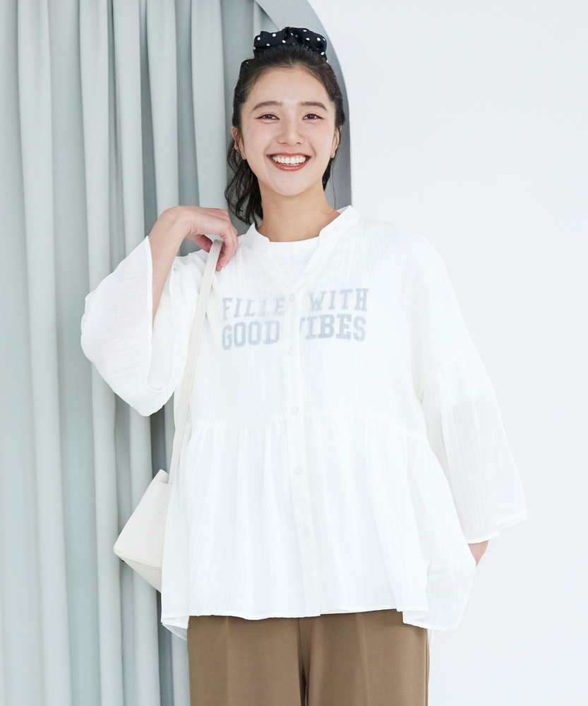 シアーペプラムブラウス