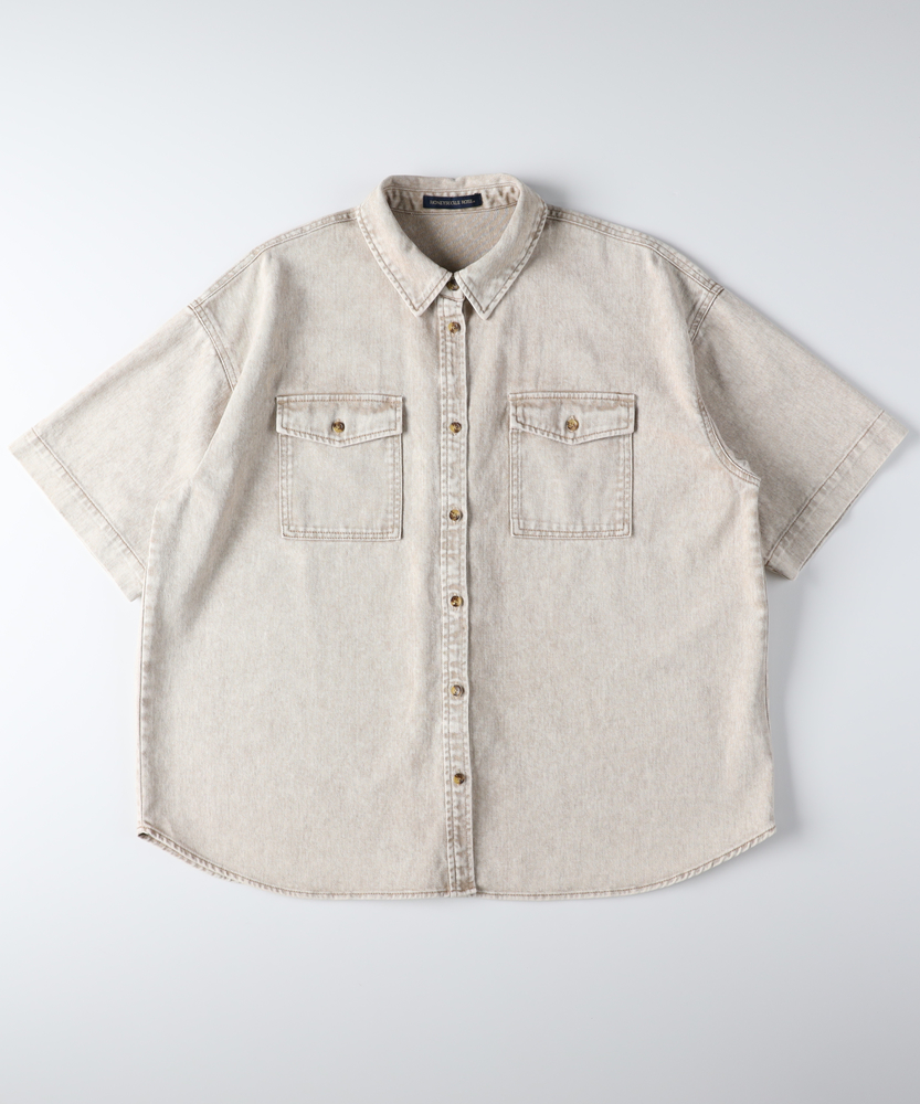 ケミカル加工ワーク半袖シャツ/セットアップ対応