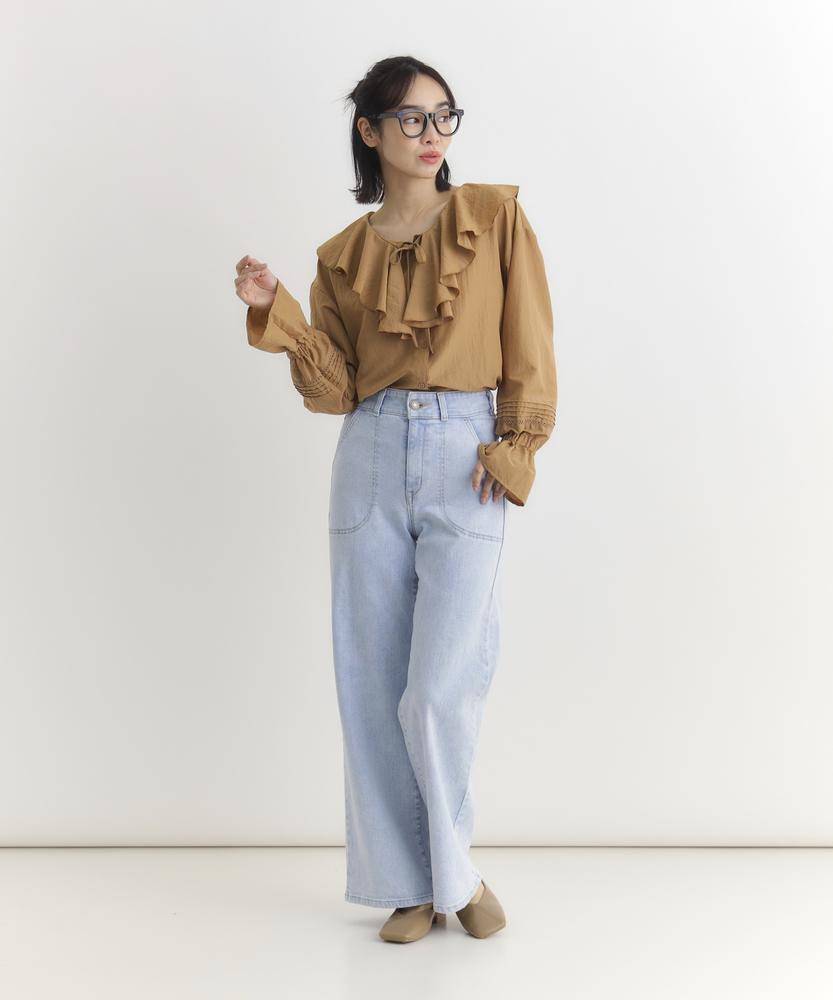 フリルカラーブラウス(M ブラック): トップス｜Right-on公式オンライン