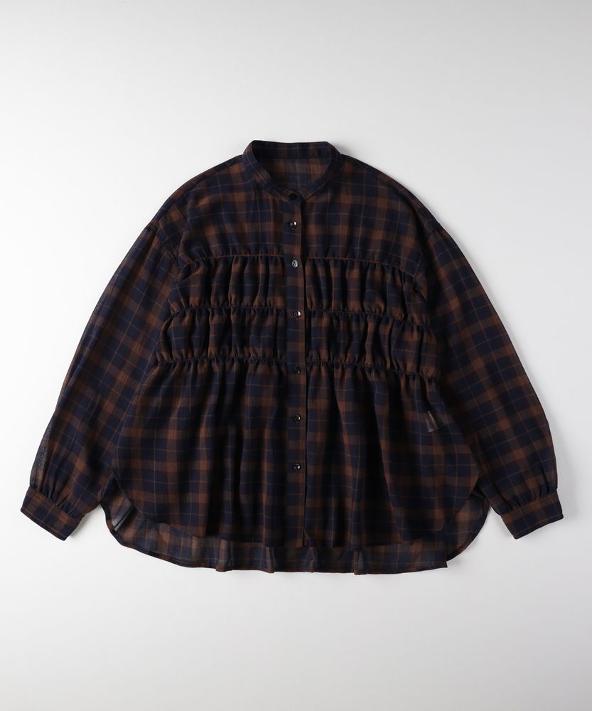 ローズティアラ☆シアーチェックブラウス(*ˊ˘ˋ*)42ネイビー ローズティアラ☆シアーチェックブラウス(*ˊ˘ˋ*)42ネイビー