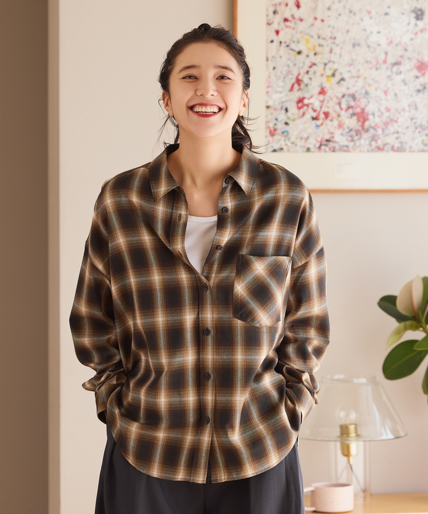 ブラウン 半袖シャツ ウエストリボン付き フリーサイズ トップス/シャツ/ブラウス｜Right-on公式オンラインショップ