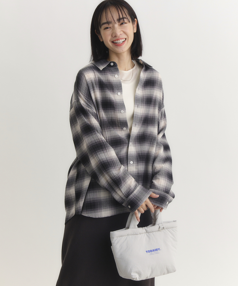 チェックビッグシャツ(S ベージュ): トップス｜Right-on公式オンライン