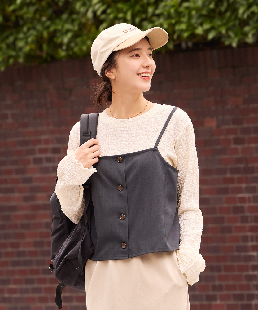 CHANEL 99A ウールビスチェ スリーブレストップス コルセット s57-1.jpg