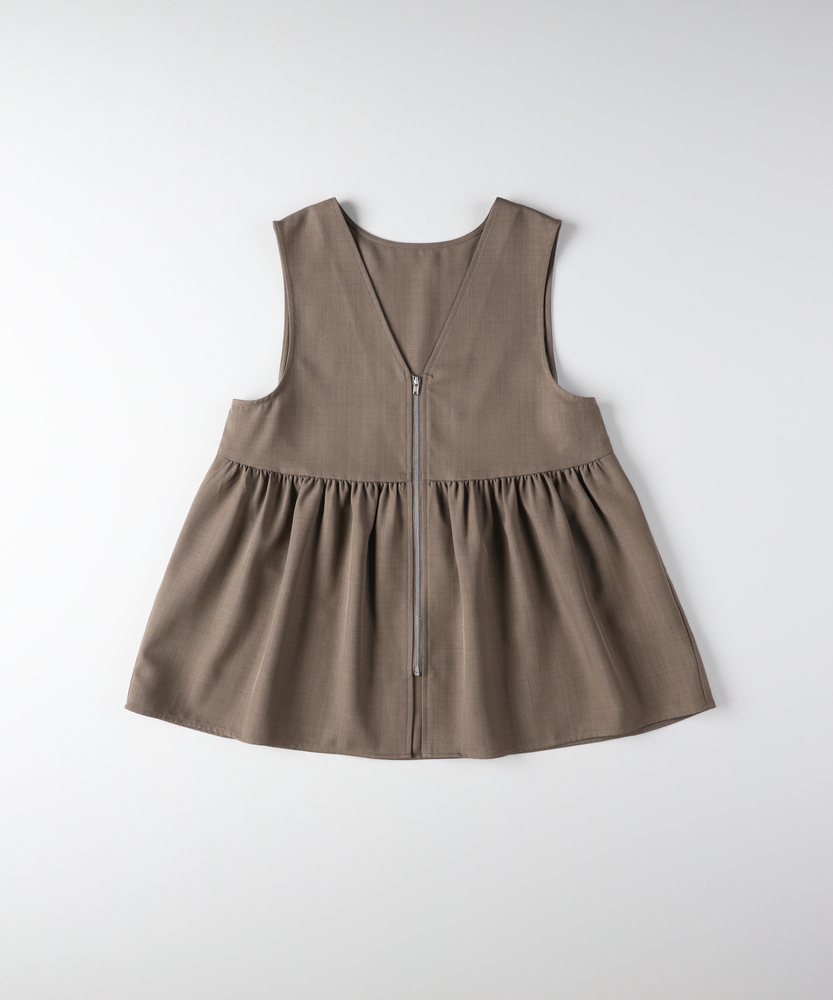 すっきり見え】ウール調ペプラムベスト /セットアップ対応