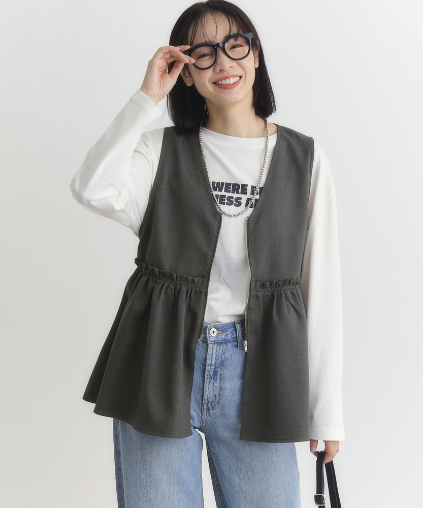 ブライトン　移動着 ペプラムジップジレ(S ダークグレー): トップス｜Right-on公式