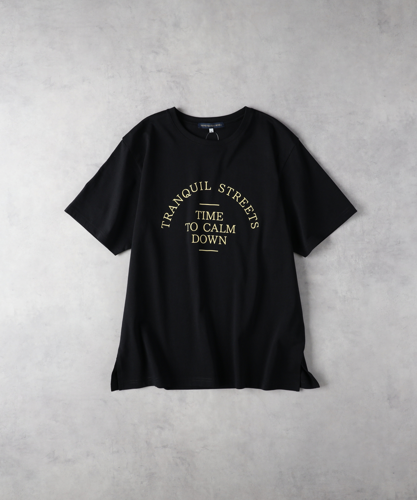 ★Golden ★ワン パープル ロゴ プリント コットン Tシャツ セール】 ハートロゴプリント ロング丈半袖Tシャツ （Tシャツ