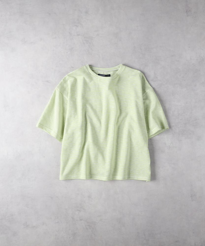 ARCADE tシャツ ミジンコ スラブボーダー Vネック カットソー
