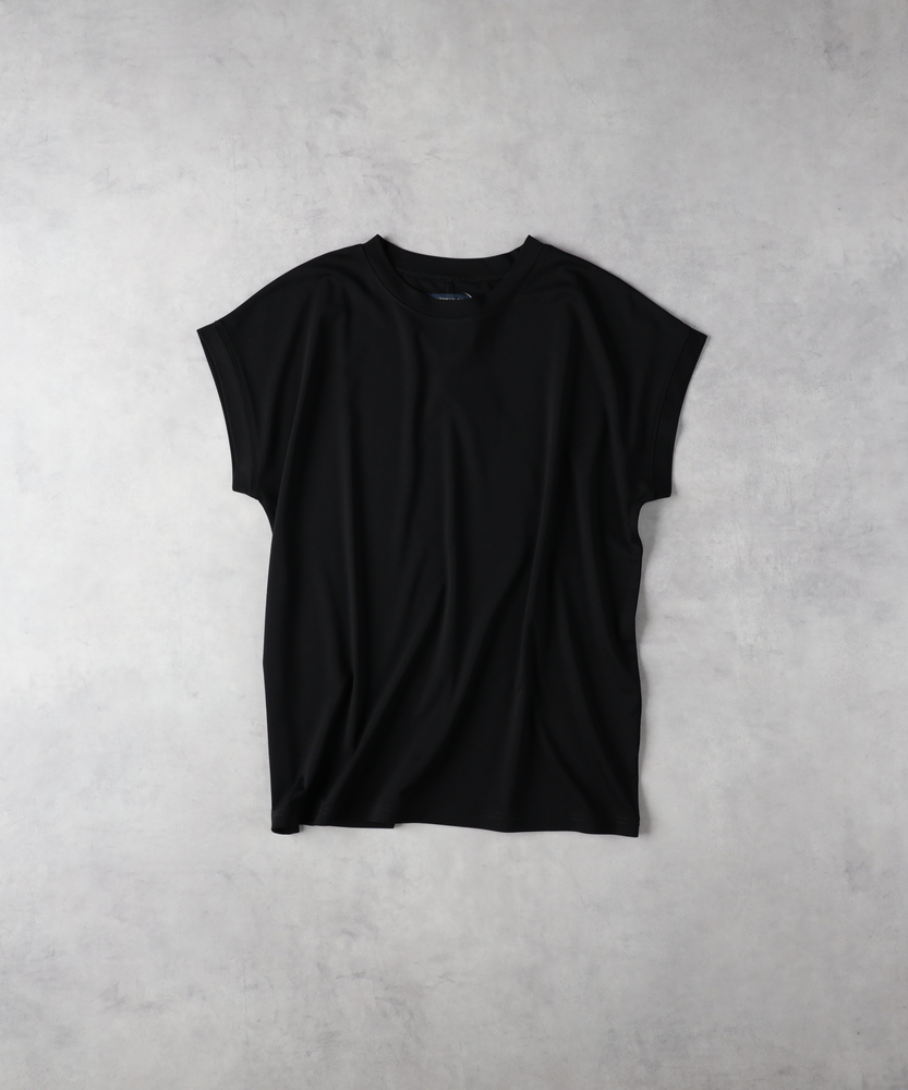 接触冷感」フレンチスリーブTシャツ/とろみ天竺(M オフシロ