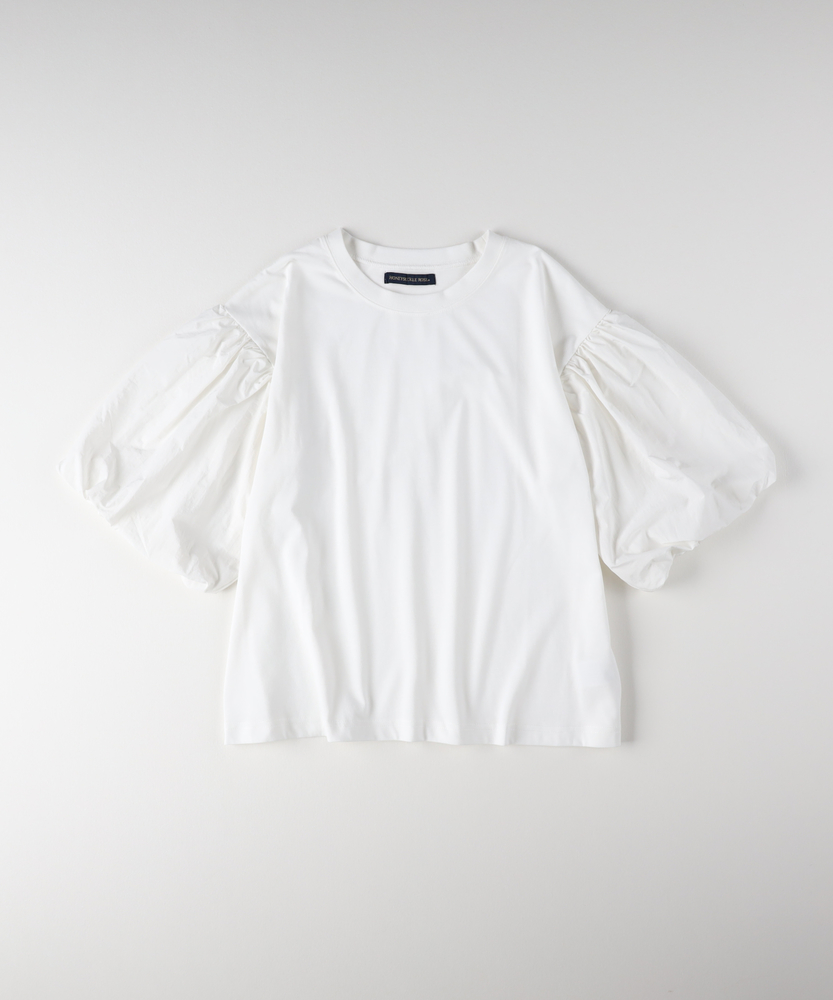 ドゥロワー ★T-mat ベージュ バルーンシルエット 半袖トップス セール】 カラーステッチダーツバルーン半袖Tシャツ （Tシャツ