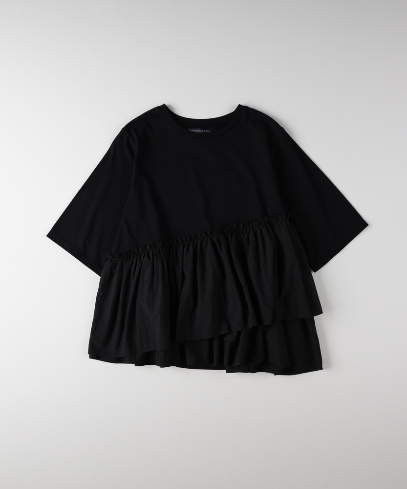 【華奢見え・接触冷感】裾切り替えデザインTシャツ