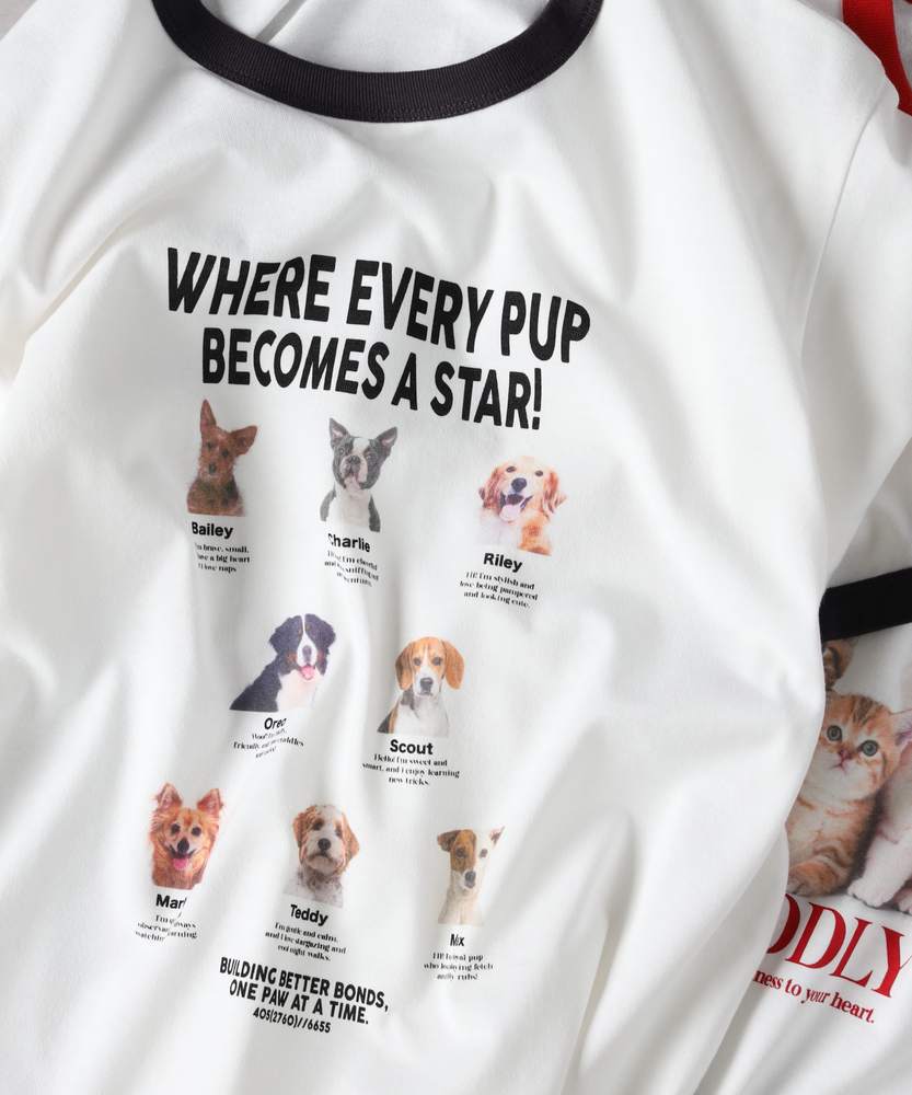 アニマルプリントリンガーTシャツ(S レッド): トップス｜Right