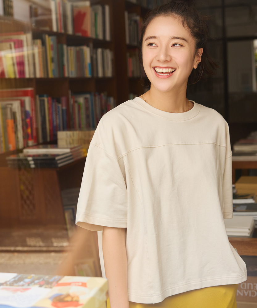 【見た目は秋、機能は夏】「インレイ」ショートTシャツ(接触冷感/UVカット)