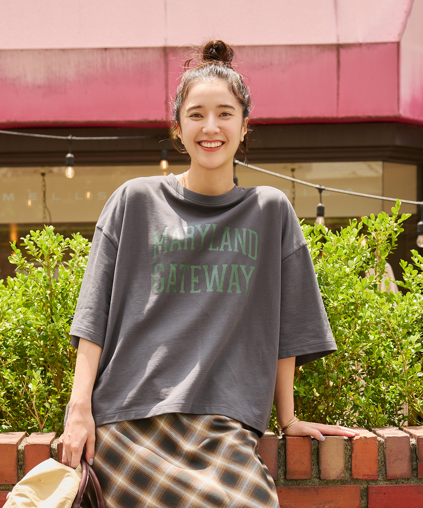 【見た目は秋、機能は夏】「インレイ」ロゴTシャツ(接触冷感/UVカット)