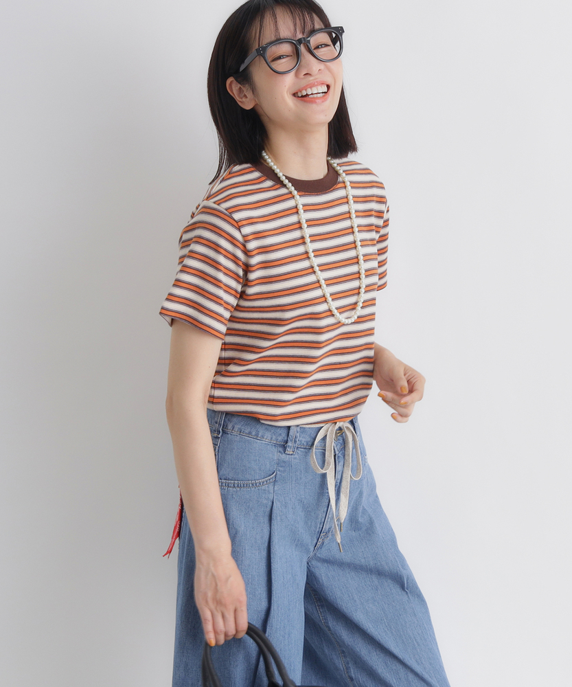 マルチボーダータイトTシャツ