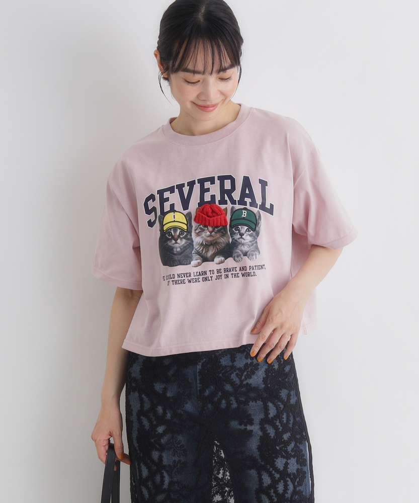 ネコプリントショートTシャツ