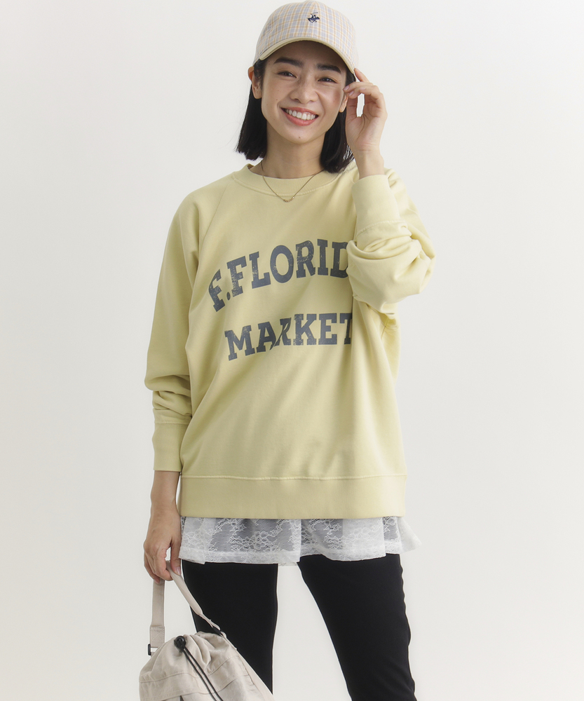 人気アイテム」アシッド加工ロゴスウェットプルオーバー(ヒップまで