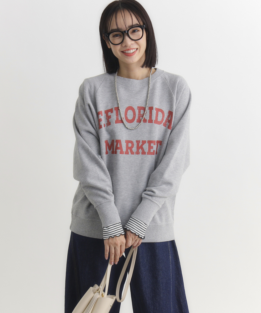 「人気アイテム」アシッド加工ロゴスウェットプルオーバー(ヒップまでカバー/古着ライク/春カラー)