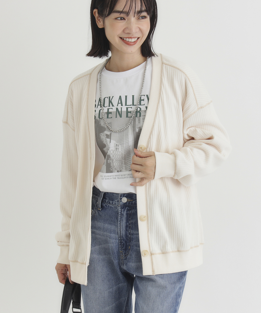 【お手入れ簡単、気軽に羽織る】カットカーディガン(体型カバー/お尻もカバー/気軽に着られる/洗濯も〇/限定展開)（WEB限定価格 12/5～12/8）