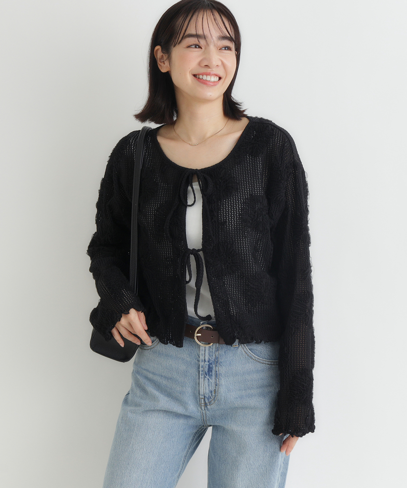シアー刺繍カーディガン