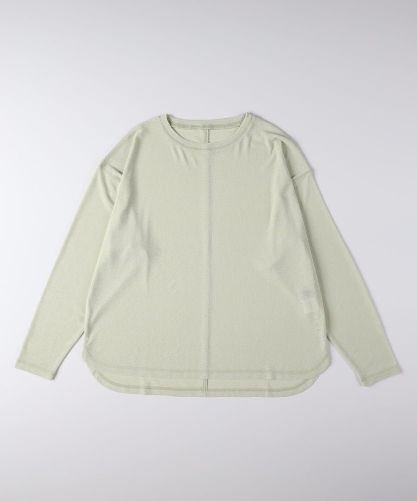 シアーラウンドヘム長袖Tシャツ