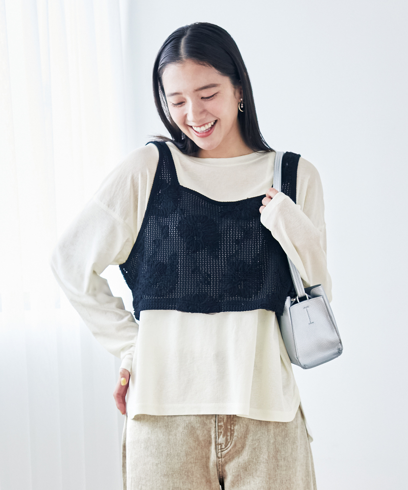 シアー刺繍ビスチェ