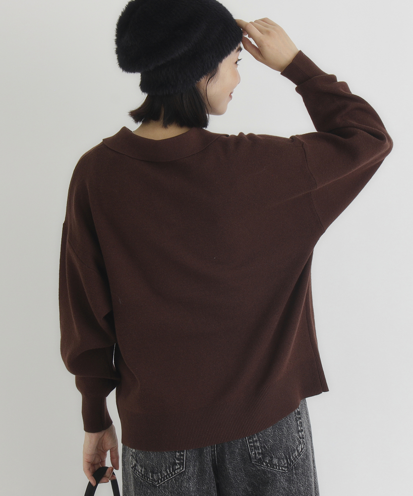 スウェット感覚のニット】「やわラク」スウェットライクポロ