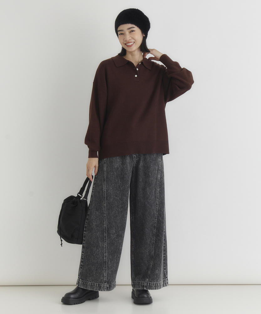 スウェット感覚のニット】「やわラク」スウェットライクポロ