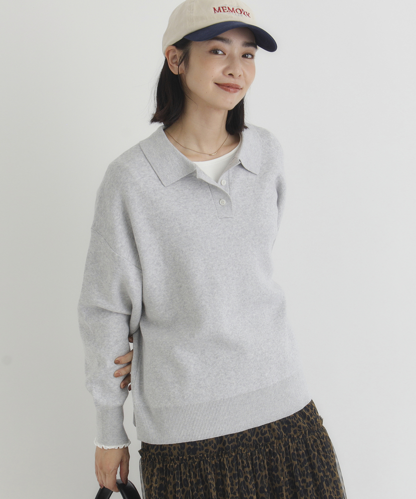 スウェット感覚のニット】「やわラク」スウェットライクポロ