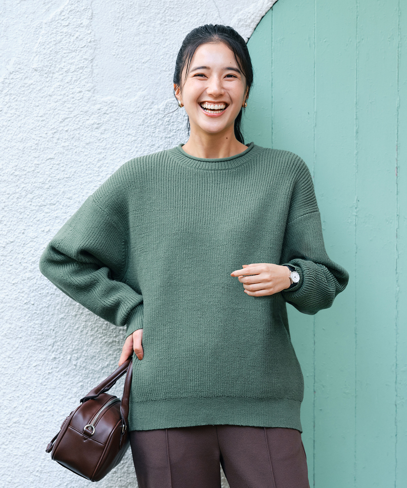 <カートにて10％off：WEB限定/12/8まで>畦編みクルーネックセーター