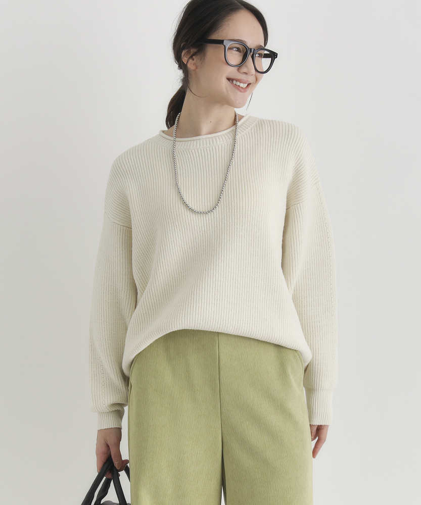 <カートにて10％off：WEB限定/12/8まで>畦編みクルーネックセーター