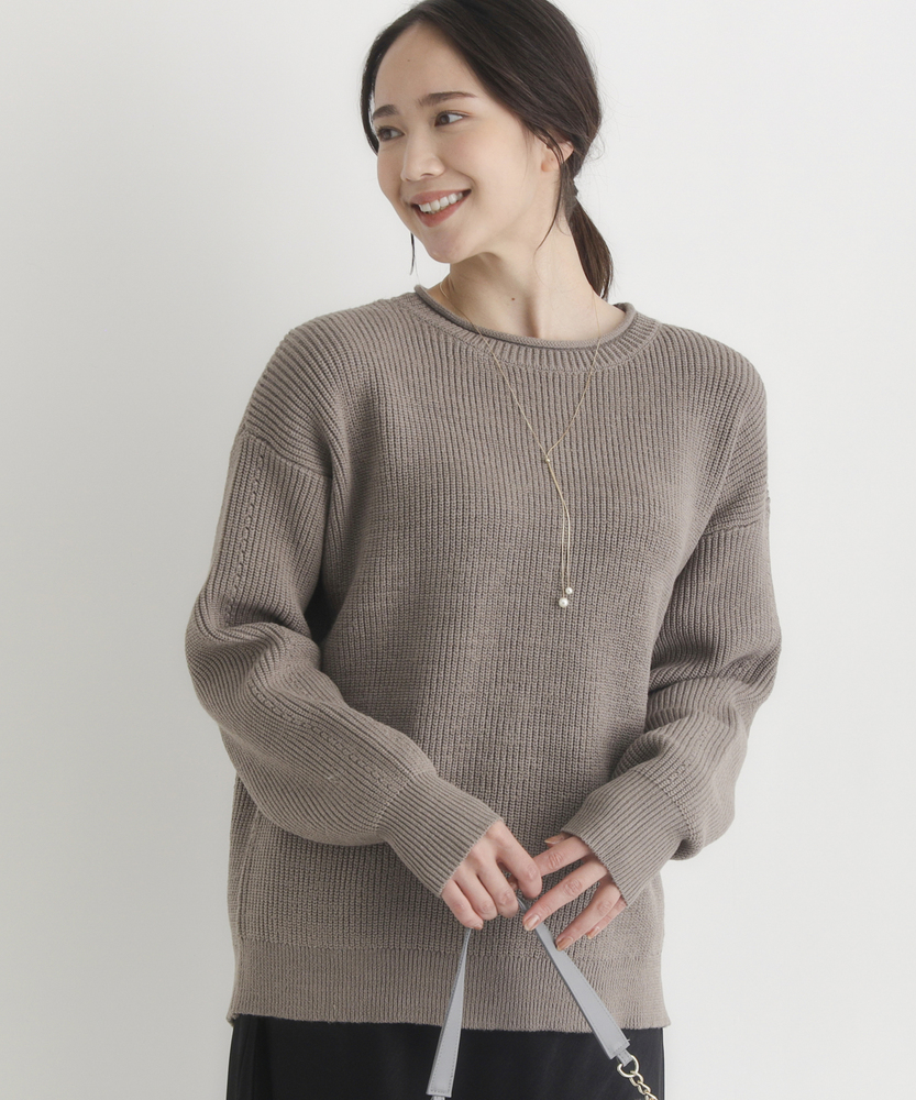 <カートにて10％off：WEB限定/12/8まで>畦編みクルーネックセーター