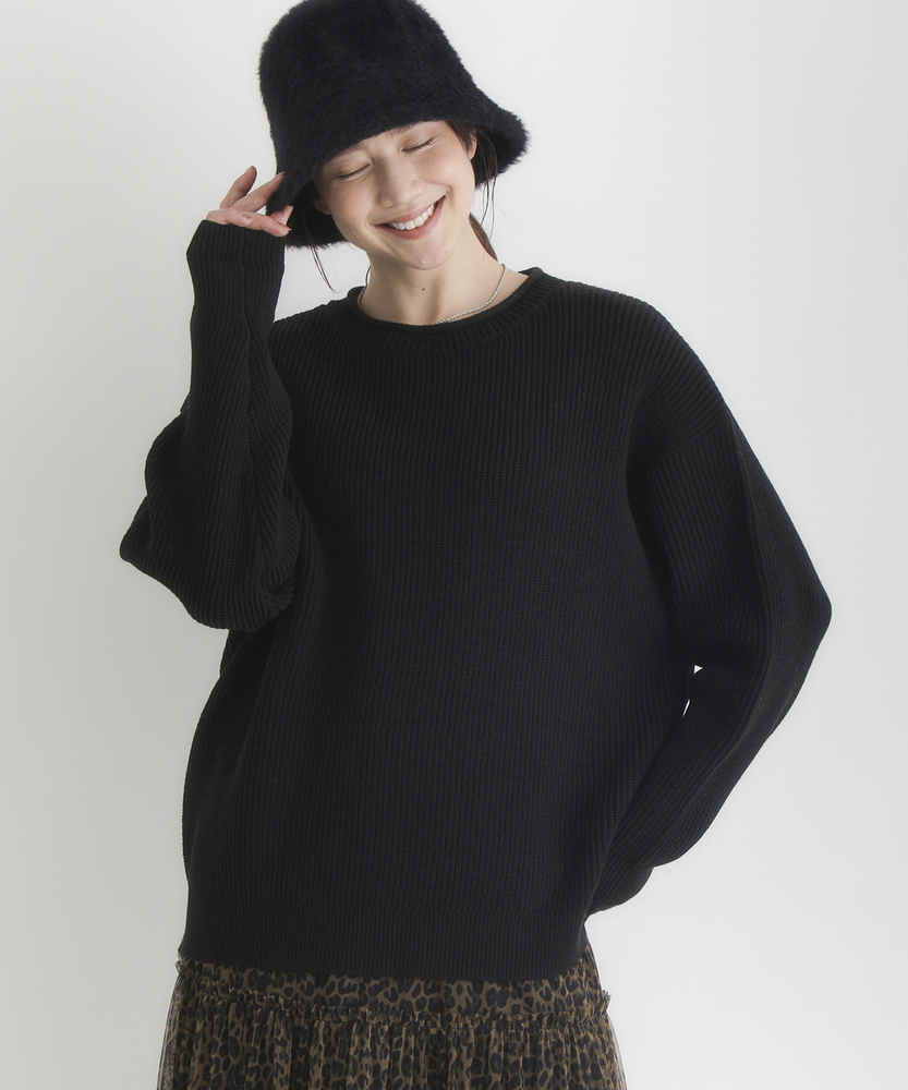 <カートにて10％off：WEB限定/12/8まで>畦編みクルーネックセーター