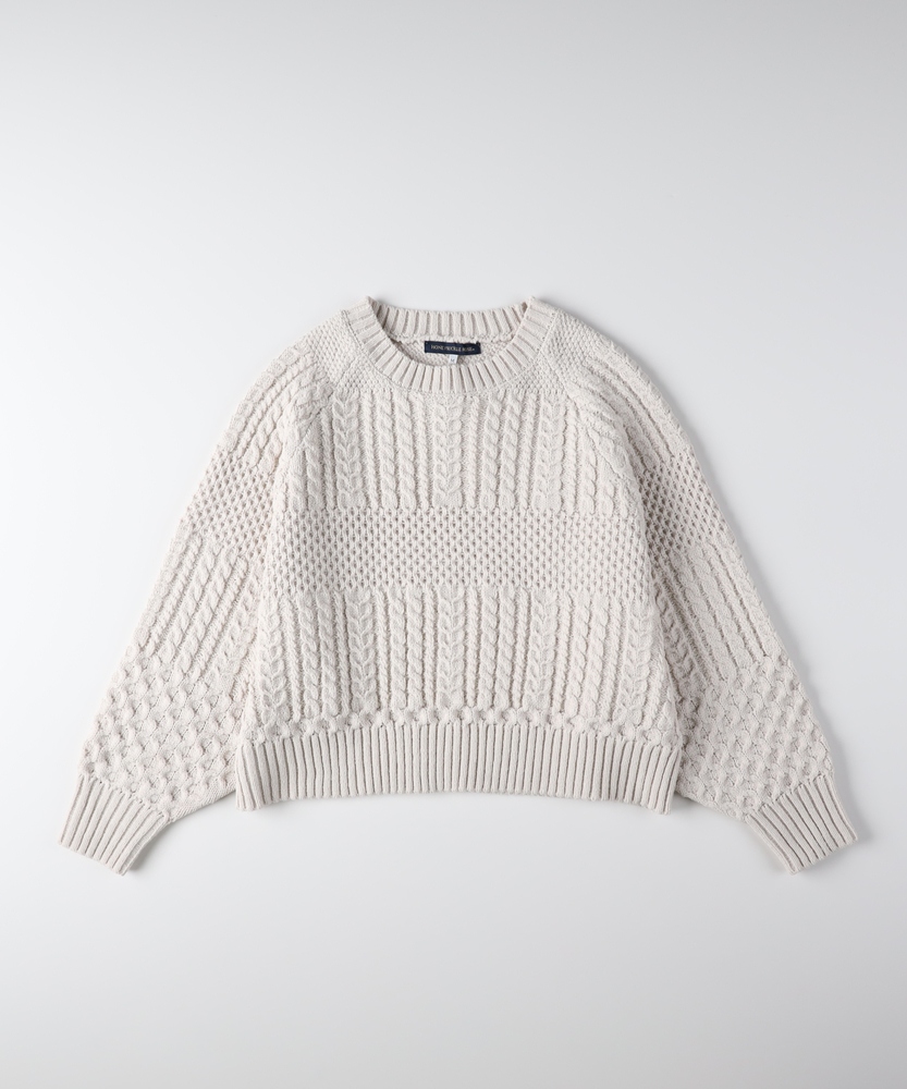 11月上旬発売予定】ケーブルショートセーター(M キナリ