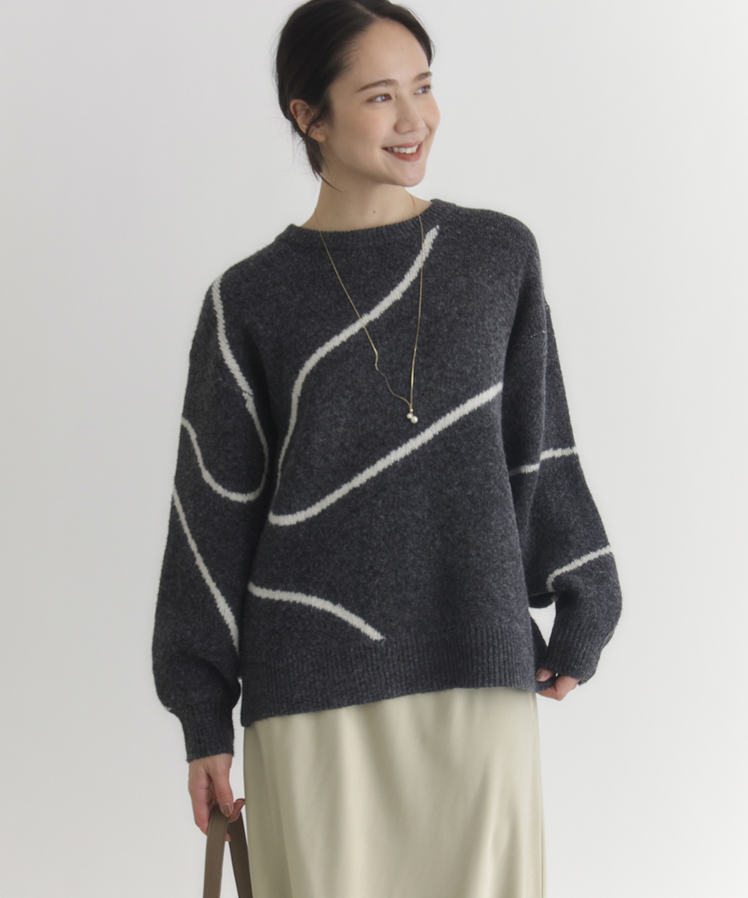<カートにて10％off：WEB限定/12/8まで>ヘンケイライン柄セーター