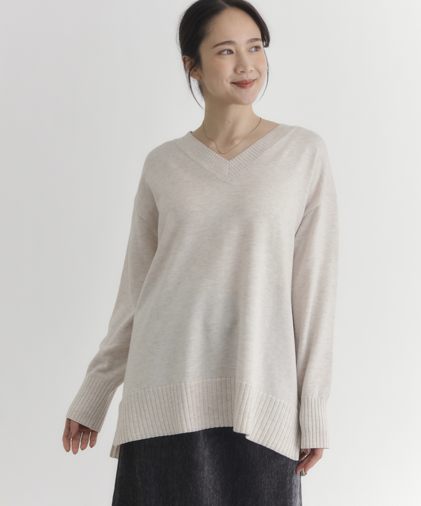 <カートにて10％off：WEB限定/12/8まで>「日本製」ニットVネックセーター