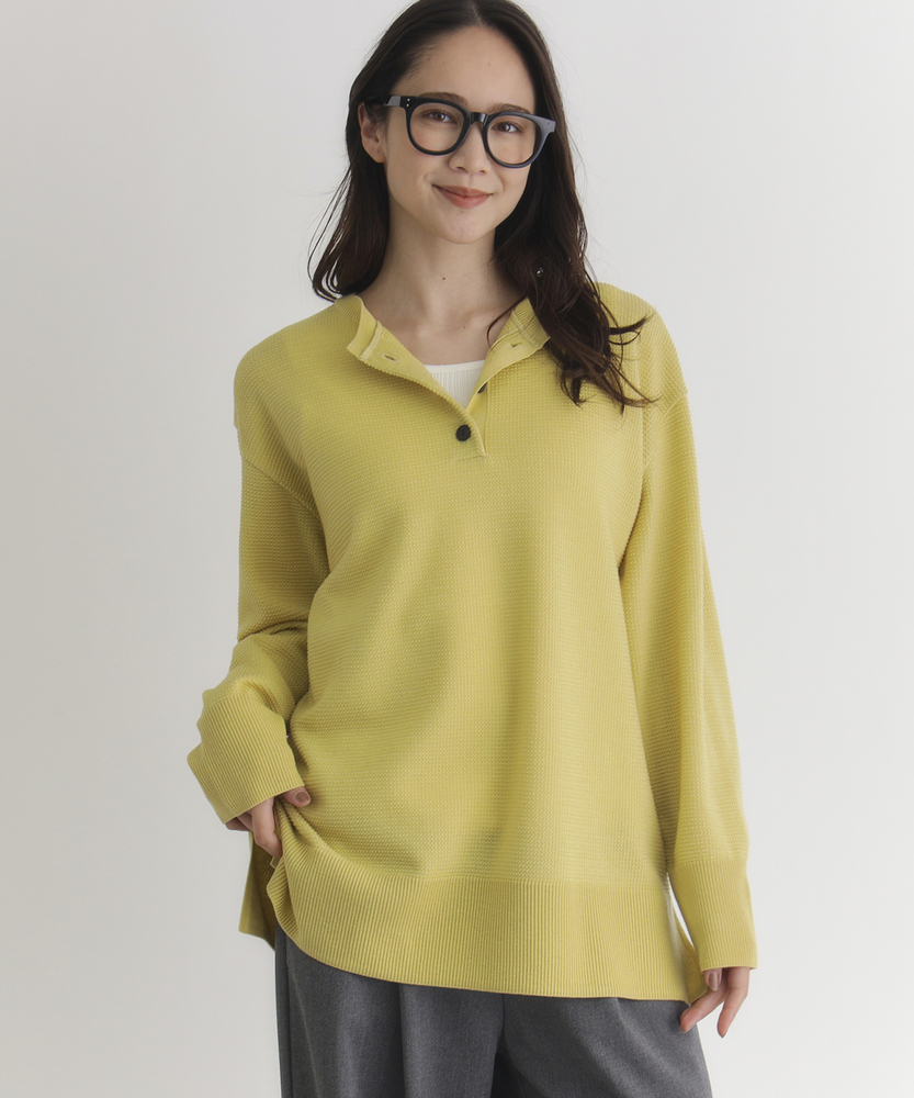 <カートにて10％off：WEB限定/12/8まで>「日本製」ニットワッフルヘンリーセーター