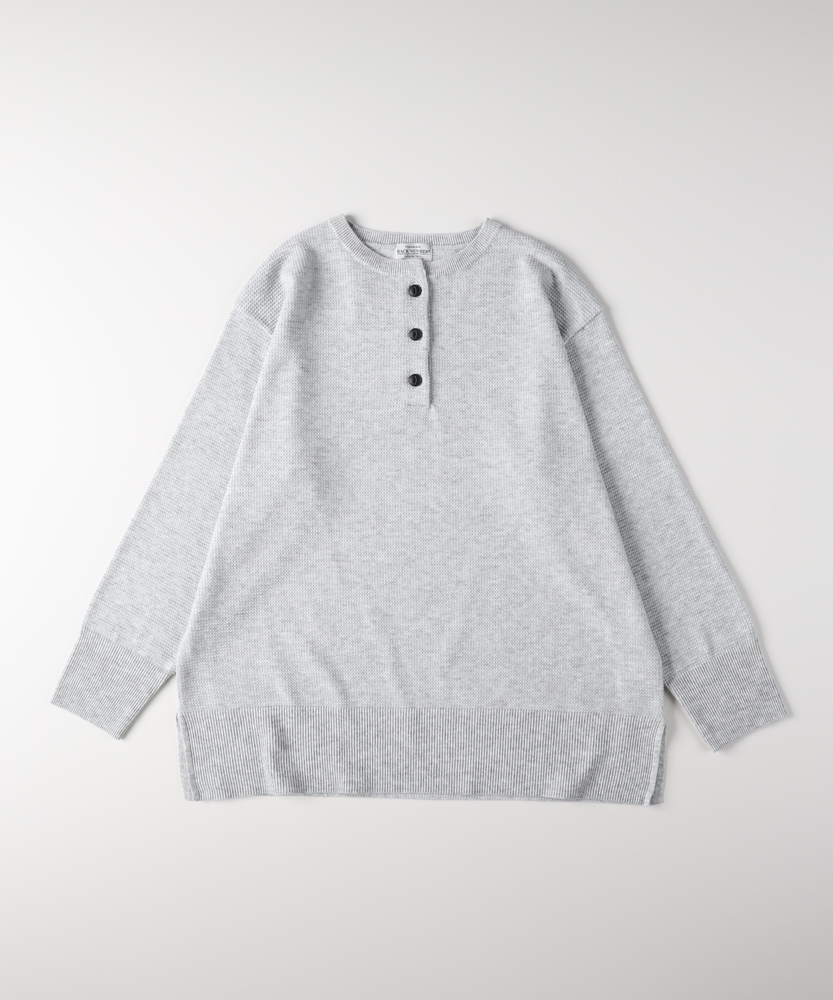 <カートにて10％off：WEB限定/12/8まで>「日本製」ニットワッフルヘンリーセーター