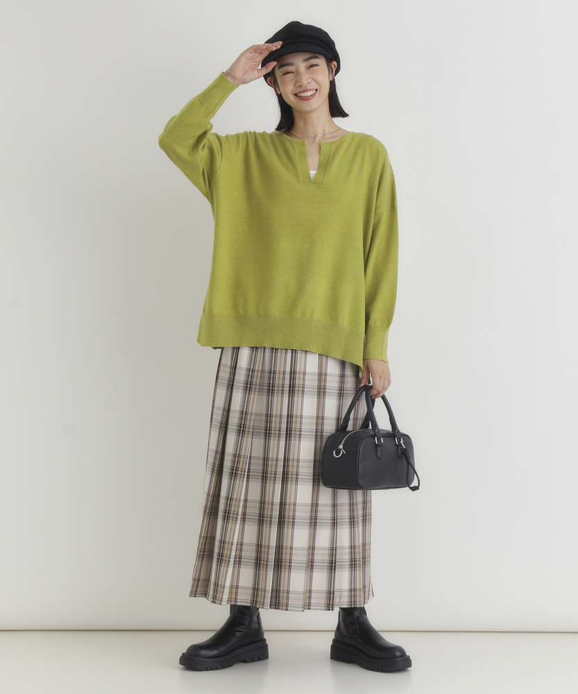 やわラク」スキッパーセーター（洗濯機で洗える/毛玉ができ